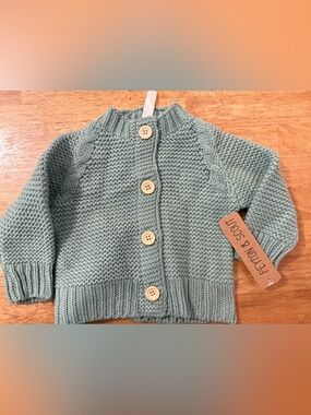 Kids Knit Button-Front Cardigan - Sage Green